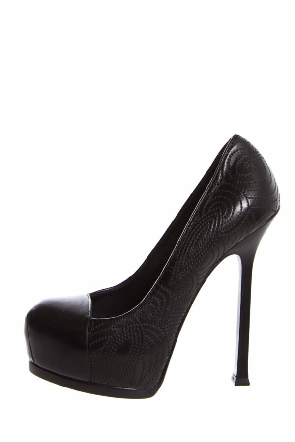 YSL Black Embroider Heels SZ 35 - Image 10