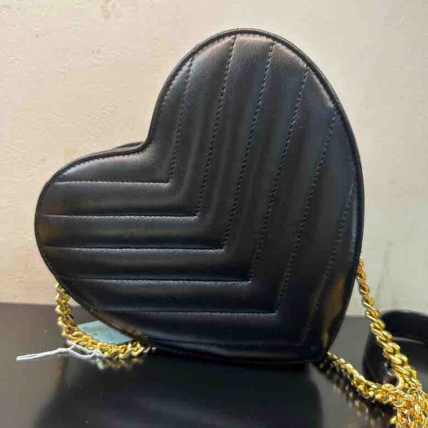 YSL Saint Laurent Leather Heart Chain Crossbody Bag - Image 3