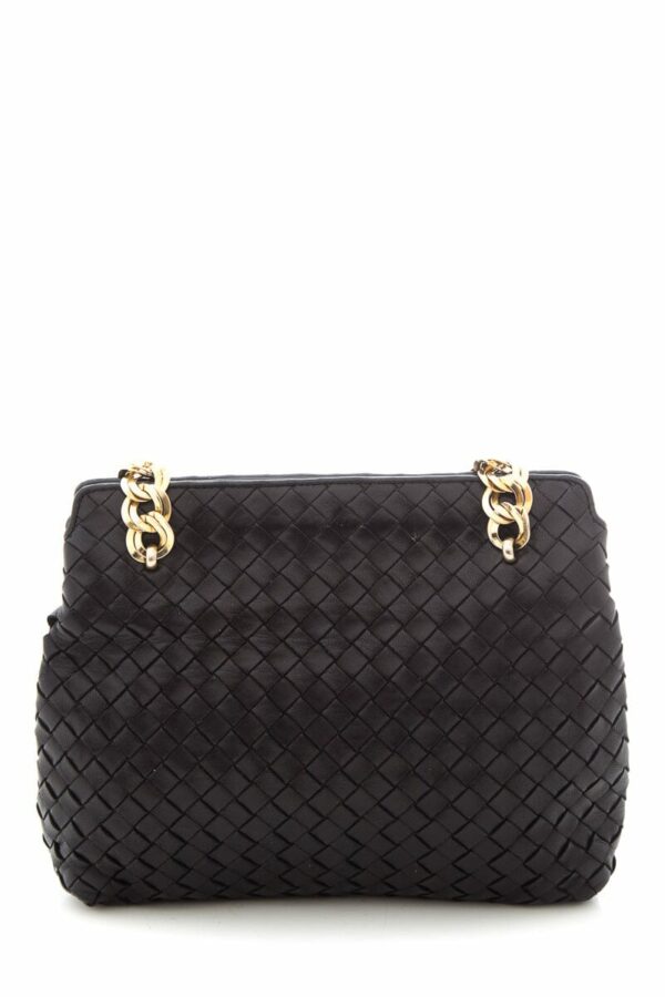 Bottega Veneta Black Chain Lambskin Woven Handbag - Image 8