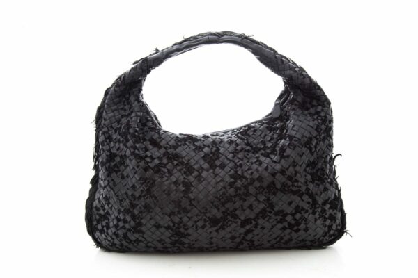 Bottega Veneta Black Intrecciato Leather & Velvet Handbag - Image 3