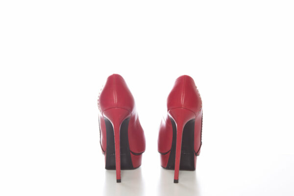 YSL Yves Saint Laurent Red Jeweled Lightning Heels SZ 36 - Image 3