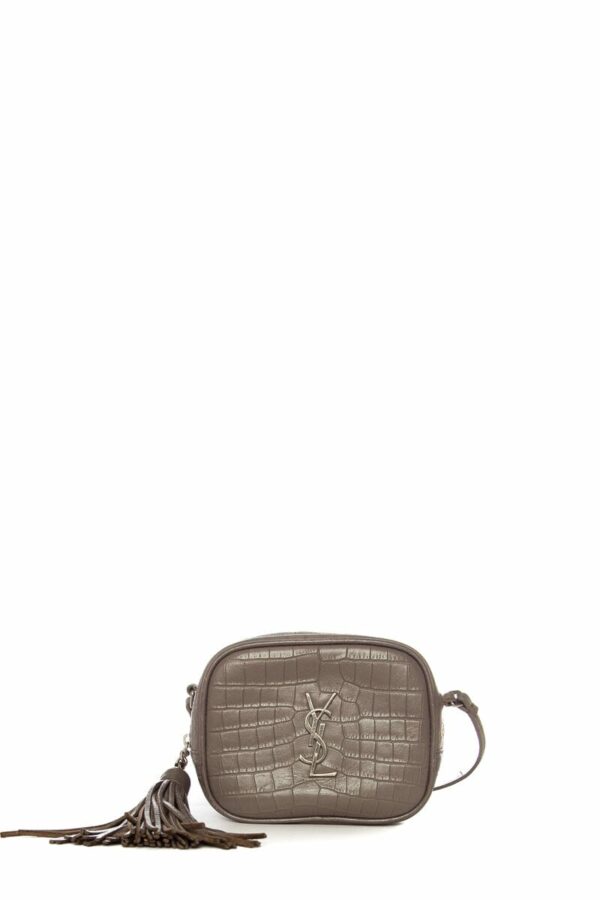 YSL Grey Embossed Croc Blogger  Cross-Body - Image 9