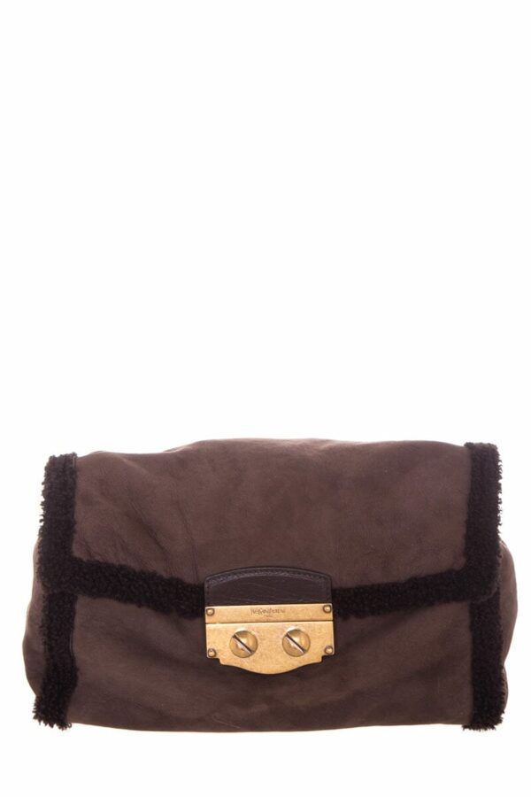 YSL Vintage Brown Shearling Handbag - Image 8