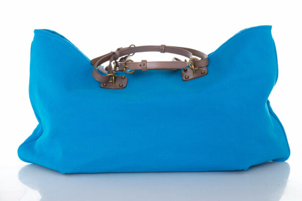 Bottega Veneta Teal Canvas Tote - Image 4