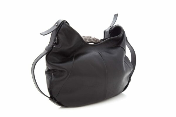 YSL Vintage Black Leather Hobo Handbag - Image 2