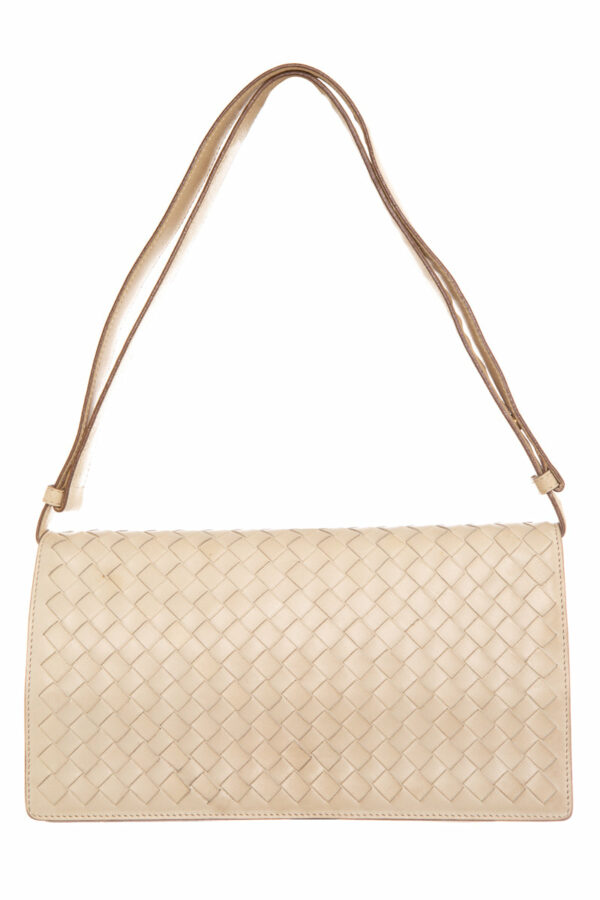 Bottega Veneta Beige Intrecciato Flap Leather Shoulder - Image 9