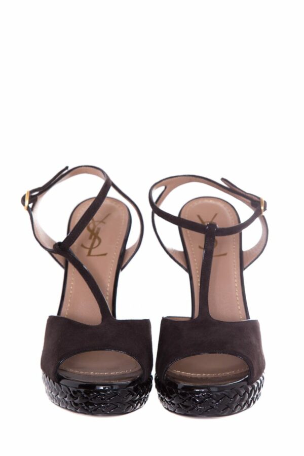 YSL Dark Brown Suede Platform Heels SZ 41