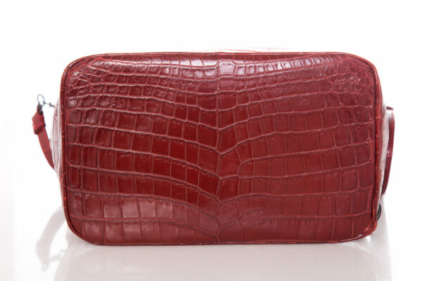 Bottega Veneta Red Vesuvio Croc Bucket Shoulder Bag - Image 6