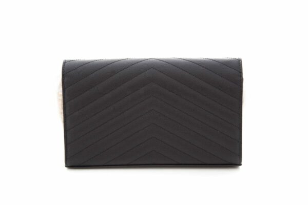 YSL Cassandre Matelasse Chain Wallet in Grain De Poudre Black Embossed Leather - Image 3