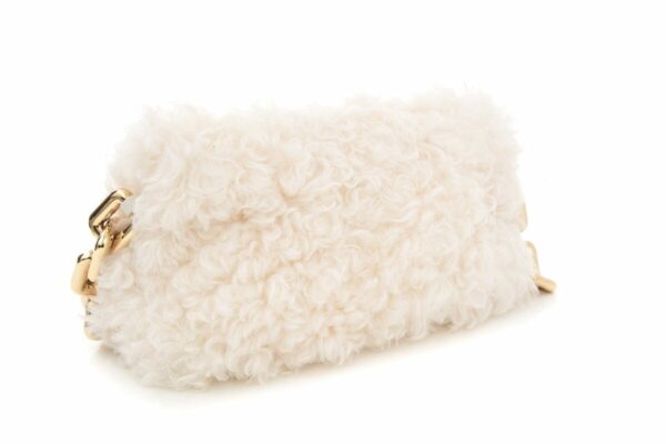 Bottega Veneta Ivory Shearling Chain Pouch Handbag - Image 2