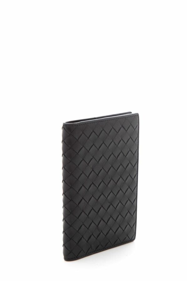 Bottega Veneta Black Woven Intrecciato Passport Holder