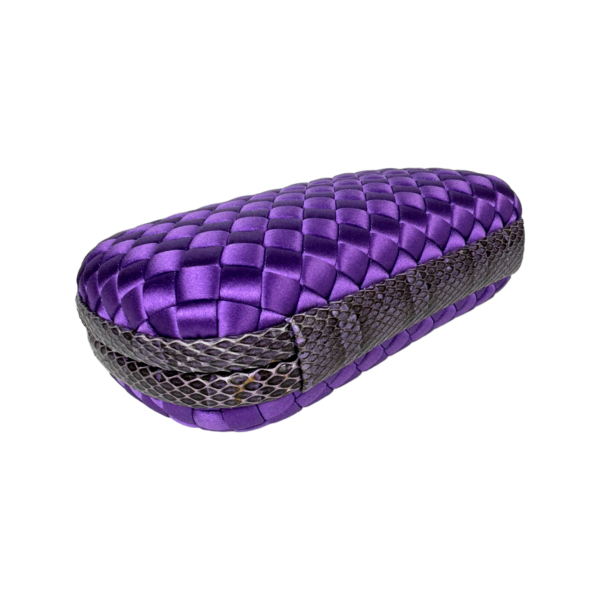 Bottega Veneta Knot Clutch Purple Satin - Image 3