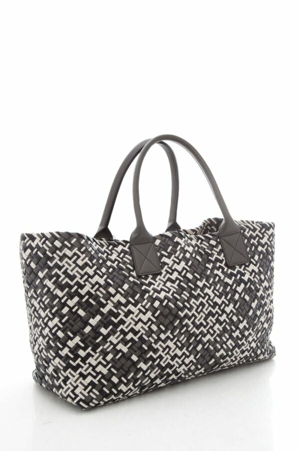 Bottega Veneta Black White & Grey Intrecciato Medium Cabat  Tote - Image 2