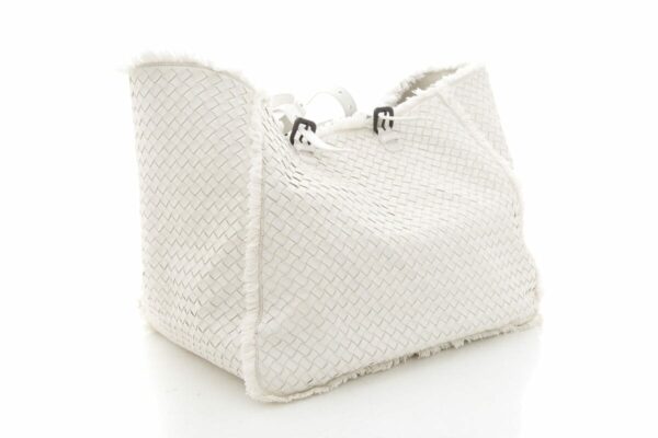 Bottega Veneta White Intrecciato Fringe Tote - Image 2