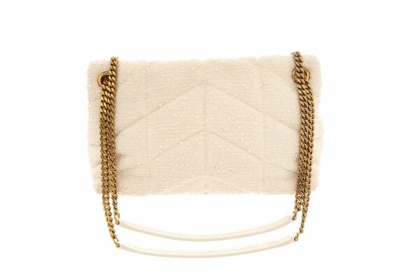 YSL Cream Boucle Tweed Quilted Loulou Puffer Handbag - Image 3