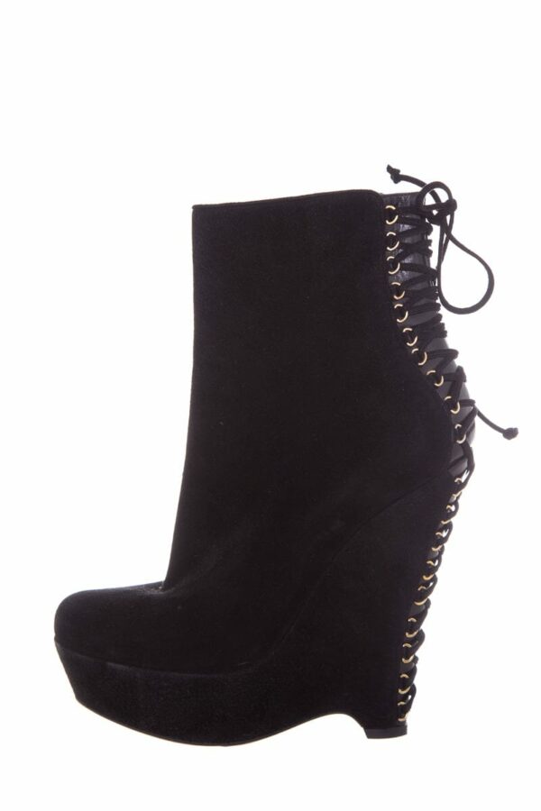 YSL Black Lace Back Detail Boots SZ 39 - Image 6