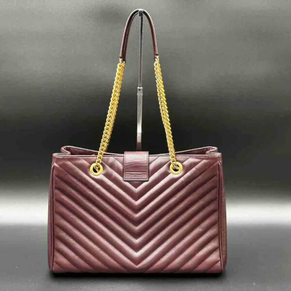 Ysl Classic Monogram Envelope Satchel Matelasse Chevron, Burgundy Leather, Large - Image 2