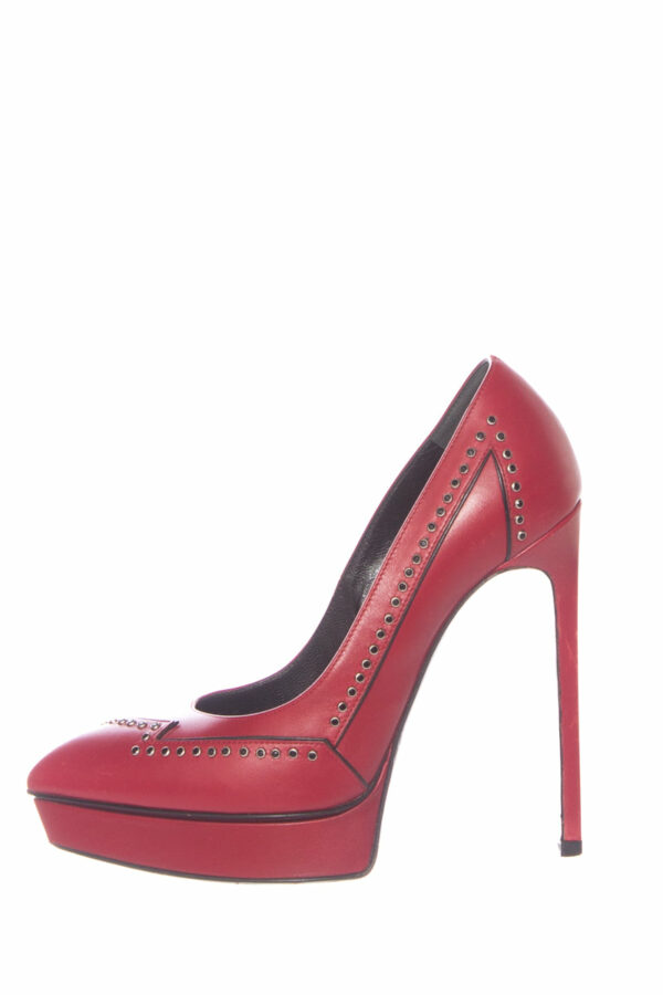 YSL Yves Saint Laurent Red Jeweled Lightning Heels SZ 36 - Image 9