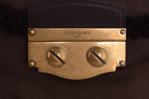 YSL Vintage Brown Shearling Handbag - Image 5