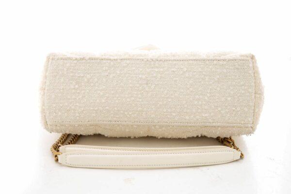 YSL Cream Boucle Tweed Quilted Loulou Puffer Handbag - Image 4