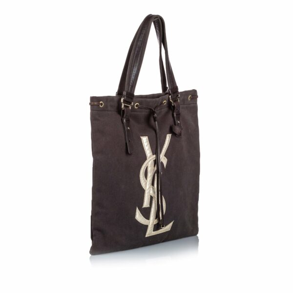 Pre-Loved YSL Brown Dark Canvas Fabric Kahala Tote Bag ITALY - Image 2