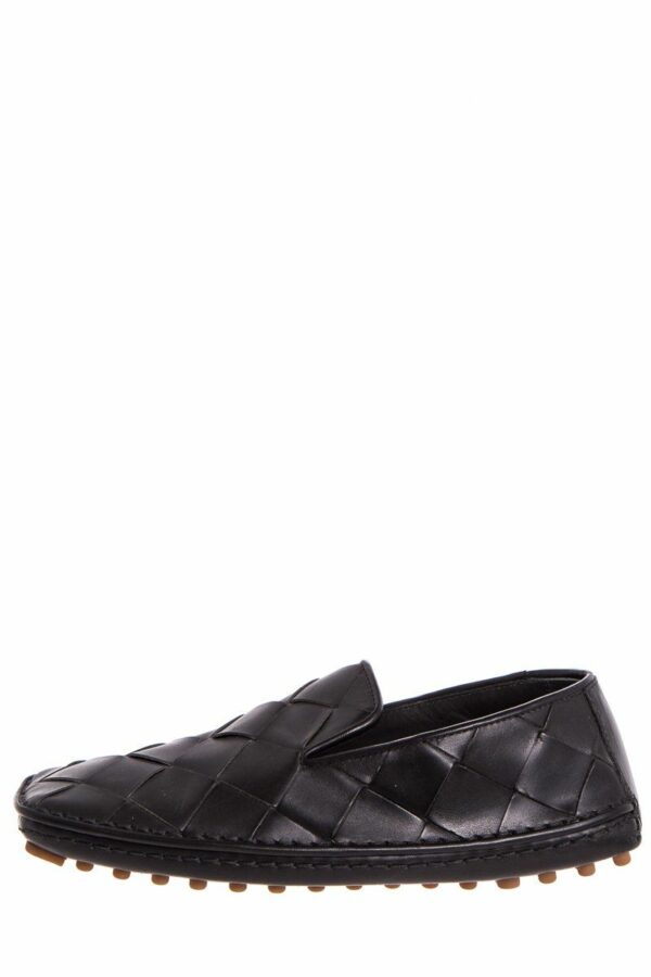 Bottega Veneta Black Square Toe Intrecciato Flats SZ 37 - Image 8