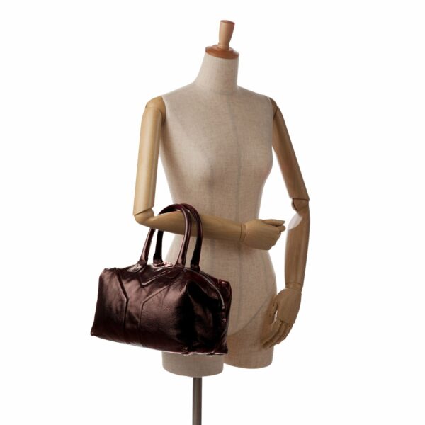 Brown YSL Easy Y Patent Leather Tote - Image 9