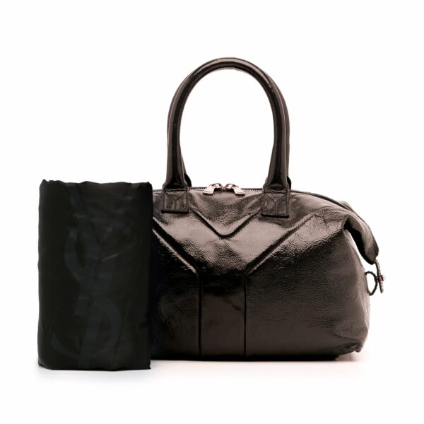 Brown YSL Easy Y Patent Leather Tote - Image 10