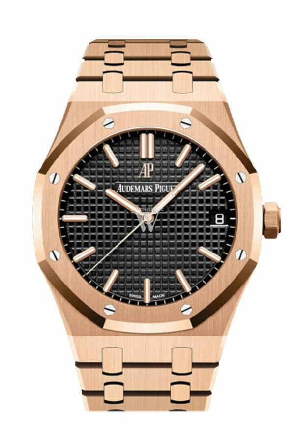 Audemars Piguet Royal Oak Black Dial Automatic Mens 18Kt Rose Gold Watch 15500Or.oo.1220Or.01