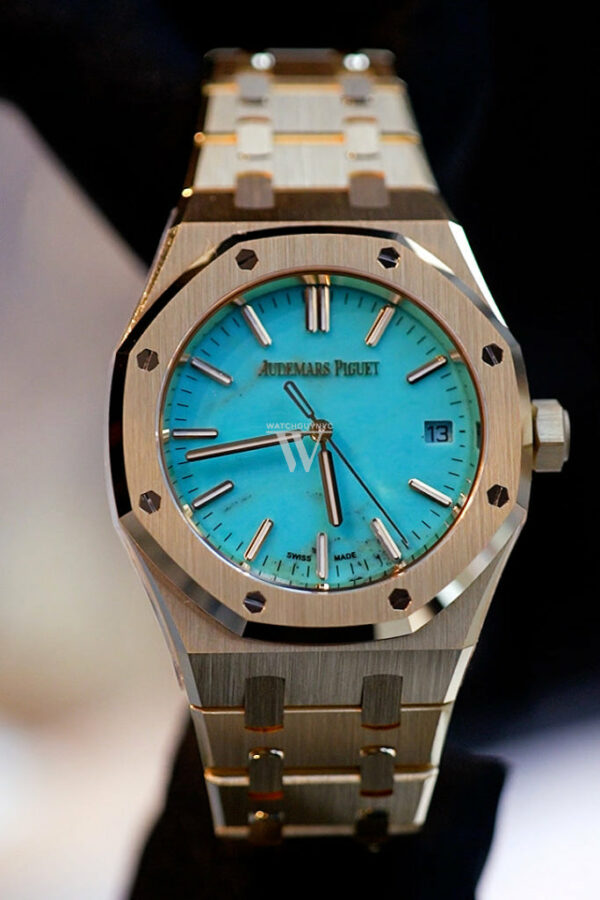 Audemars Piguet Royal Oak Yellow Gold Turquoise Dial Watch 15550BA.OO.1356BA.01