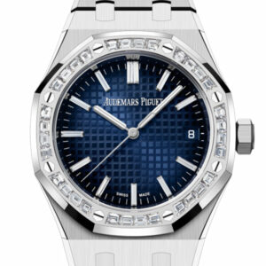 Audemars Piguet Royal Oak Blue Diamond Baguette Dial White Gold Diamond Set Bezel Watch 77451BC.ZZ.1261BC.01