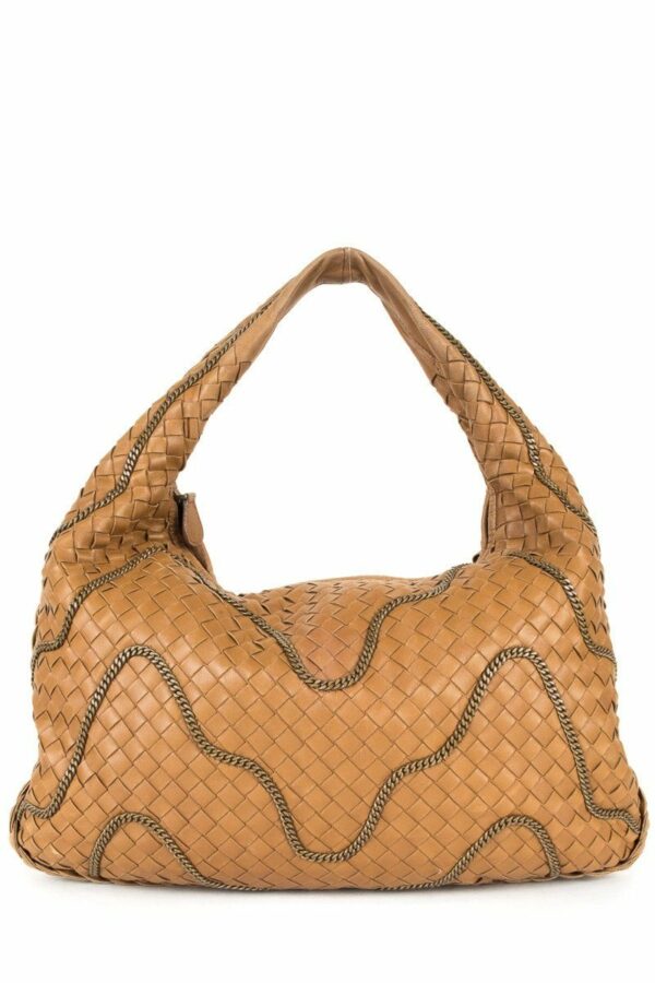 Bottega Veneta Brown Intrecciato Nappa Chain Hobo Bag - Image 9