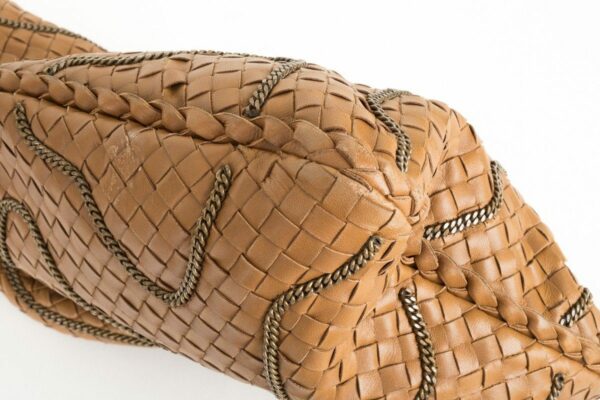 Bottega Veneta Brown Intrecciato Nappa Chain Hobo Bag - Image 8