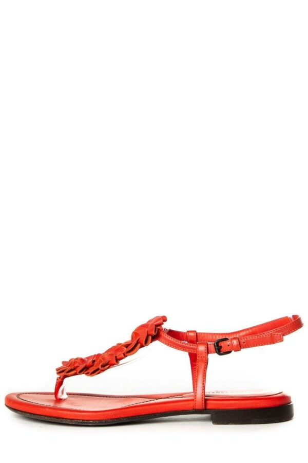 Bottega Veneta Red Leather Floral Sandals 35.5 Sale - Image 7