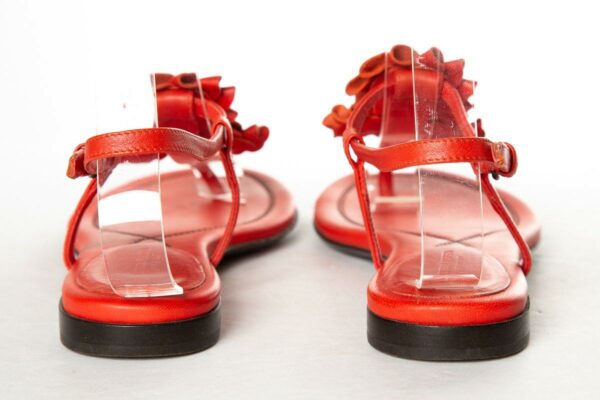 Bottega Veneta Red Leather Floral Sandals 35.5 Sale - Image 3