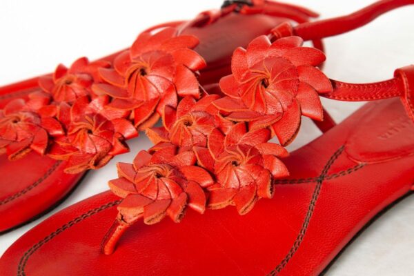 Bottega Veneta Red Leather Floral Sandals 35.5 Sale - Image 5