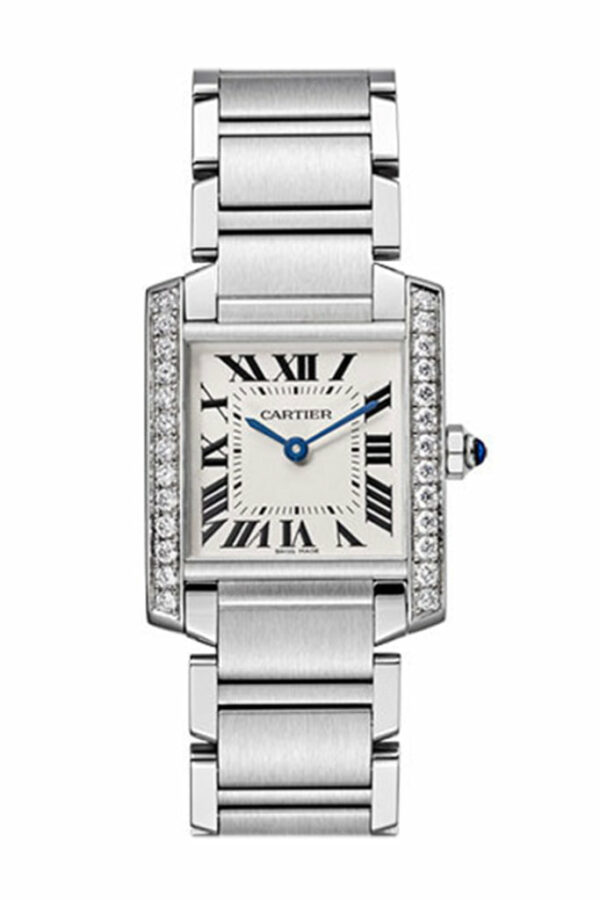 Cartier Tank Francaise Midsize Diamond Bezel Steel W4TA0009