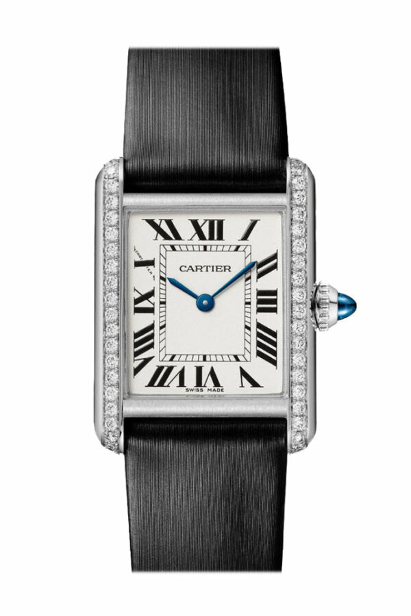 Cartier Tank Must With Diamond Bezel Silver Dial W4TA0016