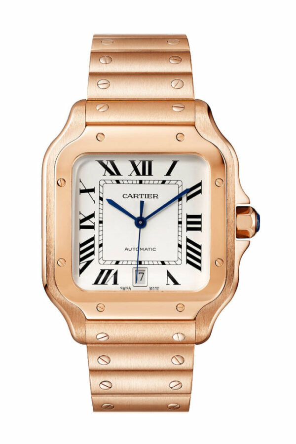 Cartier Rose Gold  Santos Silver Dial WGSA0018