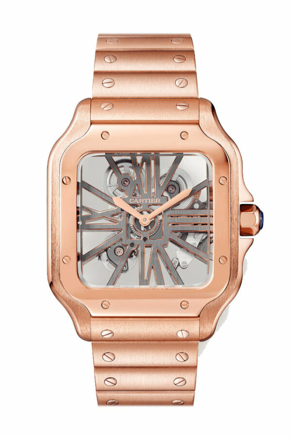 Cartier Santos Skeleton Dial Rose Gold WHSA0016