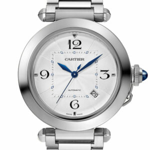 Cartier Steel Pasha Mens Silver Dial WSPA0009