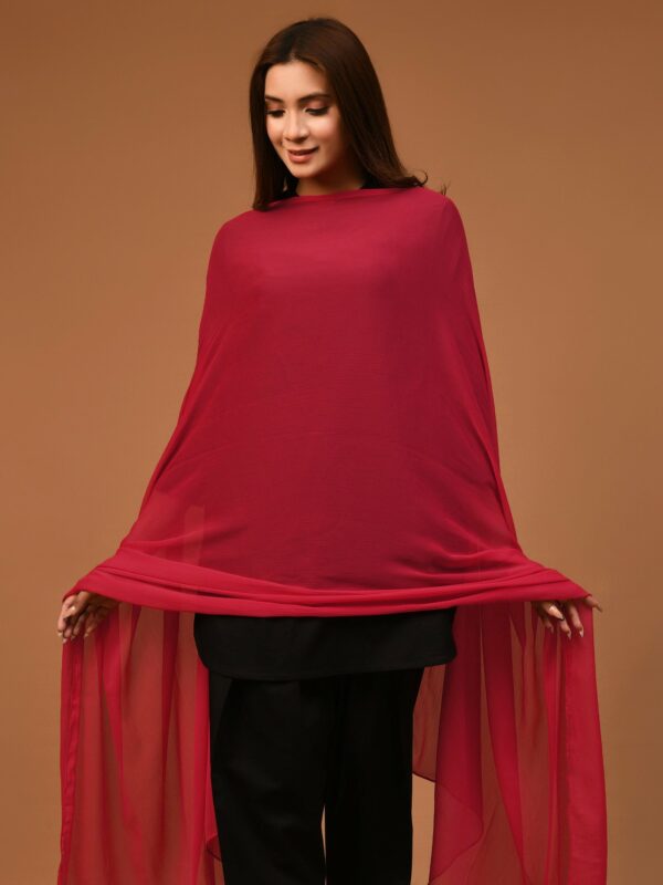 Chiffon Dupatta - Red - Image 3