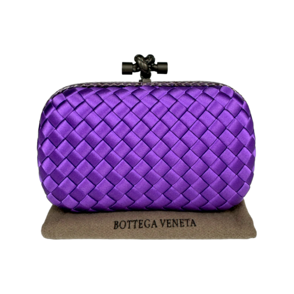 Bottega Veneta Knot Clutch Purple Satin - Image 6