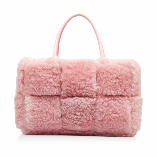 Pink Bottega Veneta Small Shearling Arco Tote - Image 11