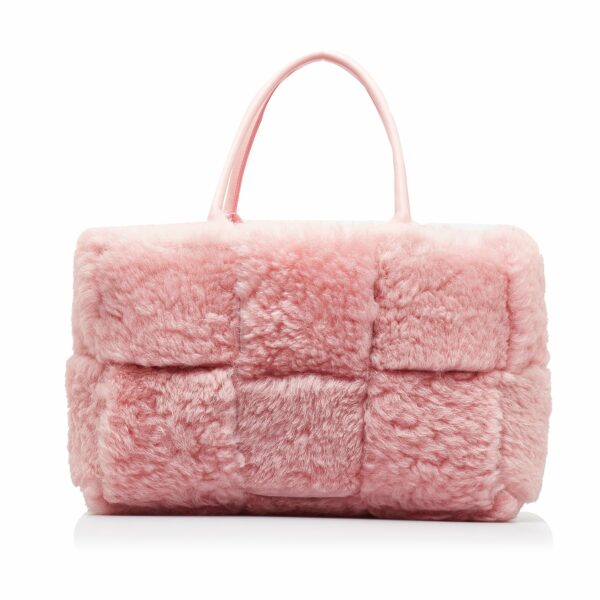 Pink Bottega Veneta Small Shearling Arco Tote - Image 2