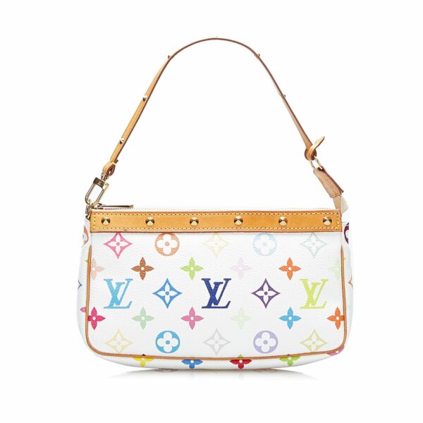 SALE LV Pochette Accessoires White Multicolor Monogram Canvas - Image 8