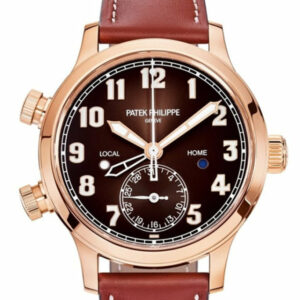 Patek Philippe Calatrava Pilot Travel Time Brown Sunburst Dial Automatic Ladies Watch 7234R-001