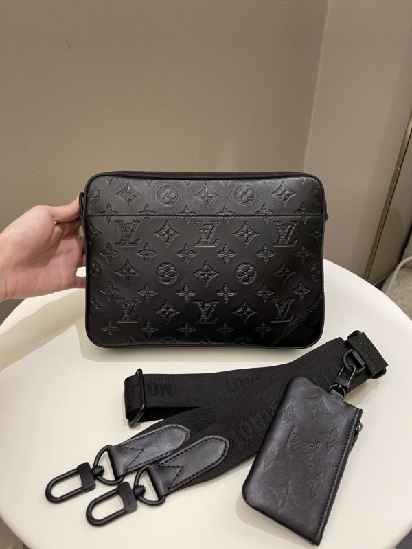 LV Duo Messenger Bag Black Monogram-Embossed Calf - Image 23