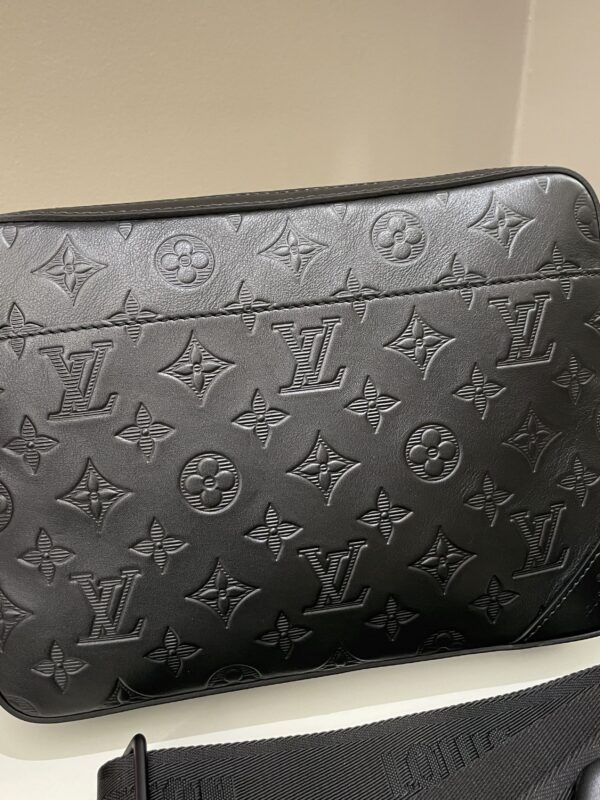 LV Duo Messenger Bag Black Monogram-Embossed Calf