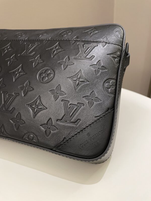 LV Duo Messenger Bag Black Monogram-Embossed Calf - Image 4